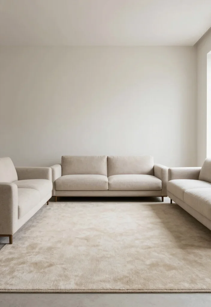 12 Carpeted Living Room Ideas for Warm Comfortable Spaces 10. Minimalist Chic with Solid Carpets 0