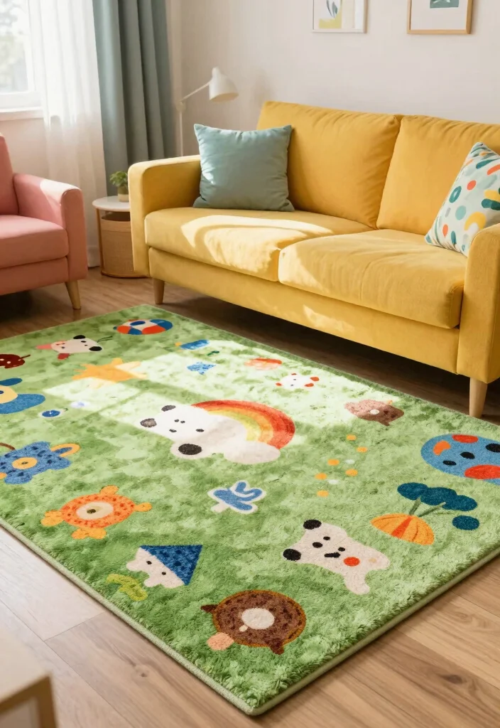 12 Carpeted Living Room Ideas for Warm Comfortable Spaces 11. Kids Friendly Eco Carpets 0