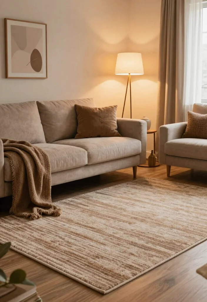 12 Carpeted Living Room Ideas for Warm Comfortable Spaces 12. Warm Home Accessories to Complement Your Carpet 0