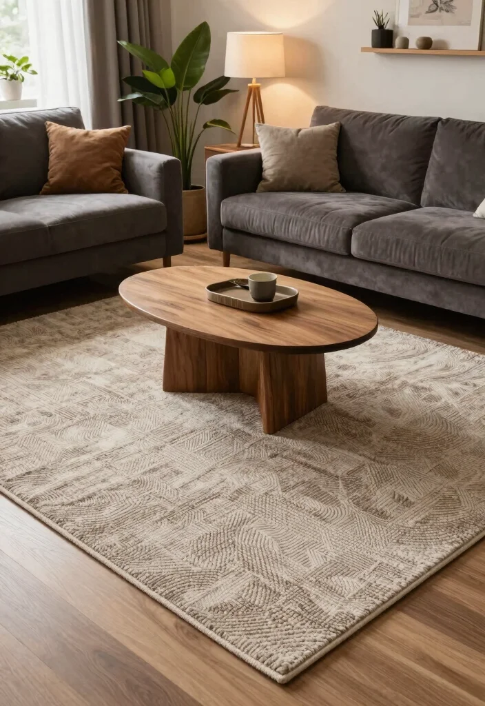 12 Carpeted Living Room Ideas for Warm Comfortable Spaces 6. Textured Carpets for Visual Interest 0