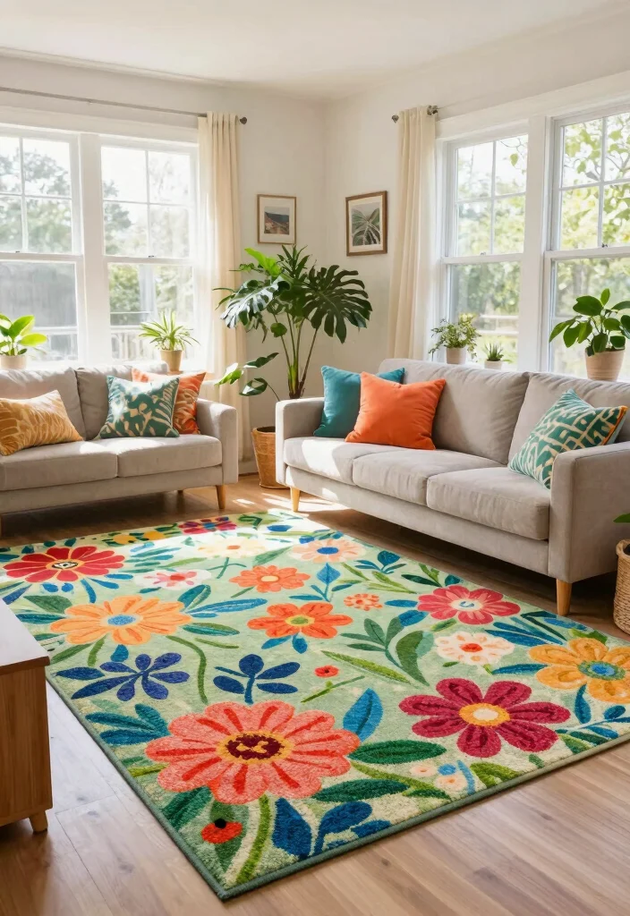 12 Carpeted Living Room Ideas for Warm Comfortable Spaces 9. Outdoor Inspired Indoor Carpets 0