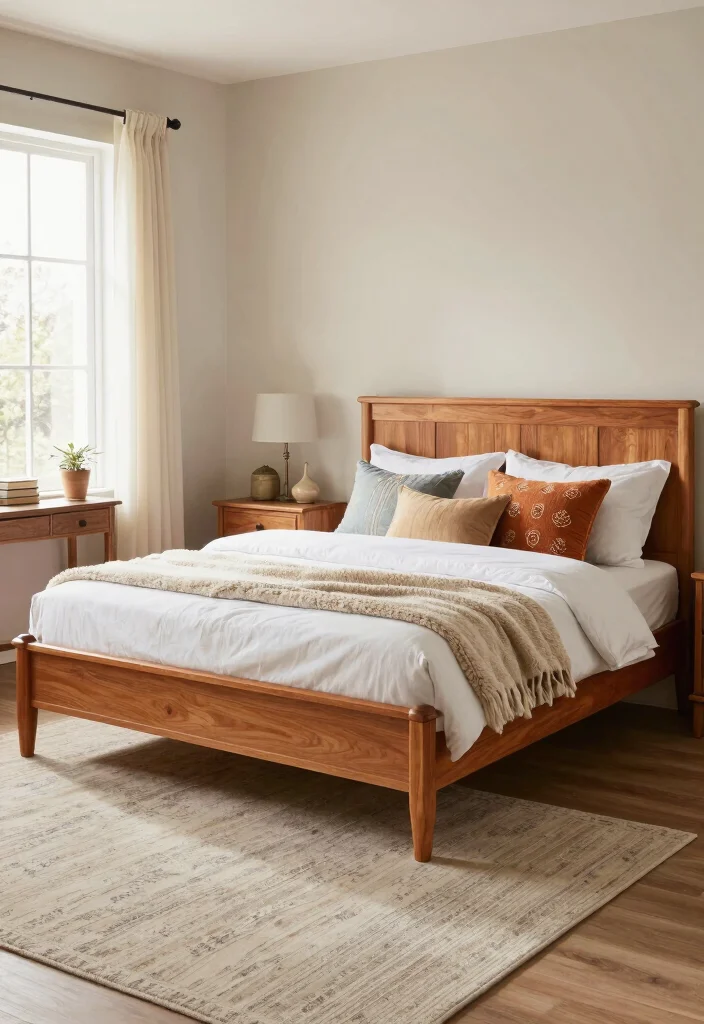 12 Cherry Wood Bedroom Decor Ideas with Warm Classic Style 1. Statement Cherry Wood Bed Frame 0