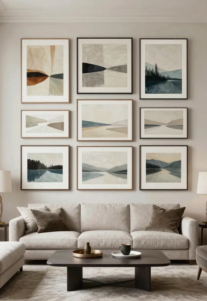 12 Classy Living Room Ideas with Elegant Details 4. Curated Art Displays 0