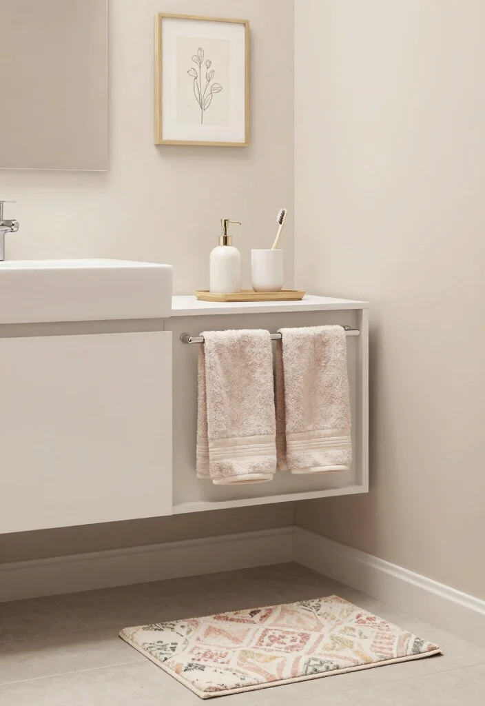 12 Cute Small Bathroom Ideas with Fresh Aesthetic Charm 3. Incorporate Chic Bathroom Accessories 0