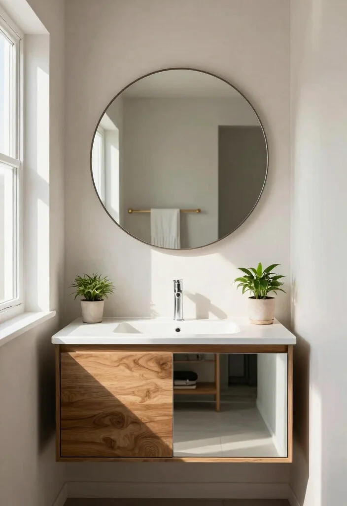 12 Cute Small Bathroom Ideas with Fresh Aesthetic Charm 4. Use Mirrors to Create Illusion of Space 0