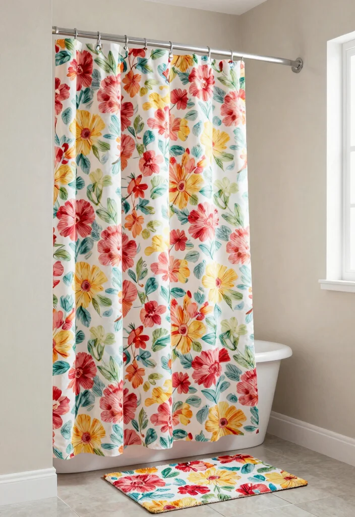 12 Cute Small Bathroom Ideas with Fresh Aesthetic Charm 8. Use Colorful Shower Curtains 0