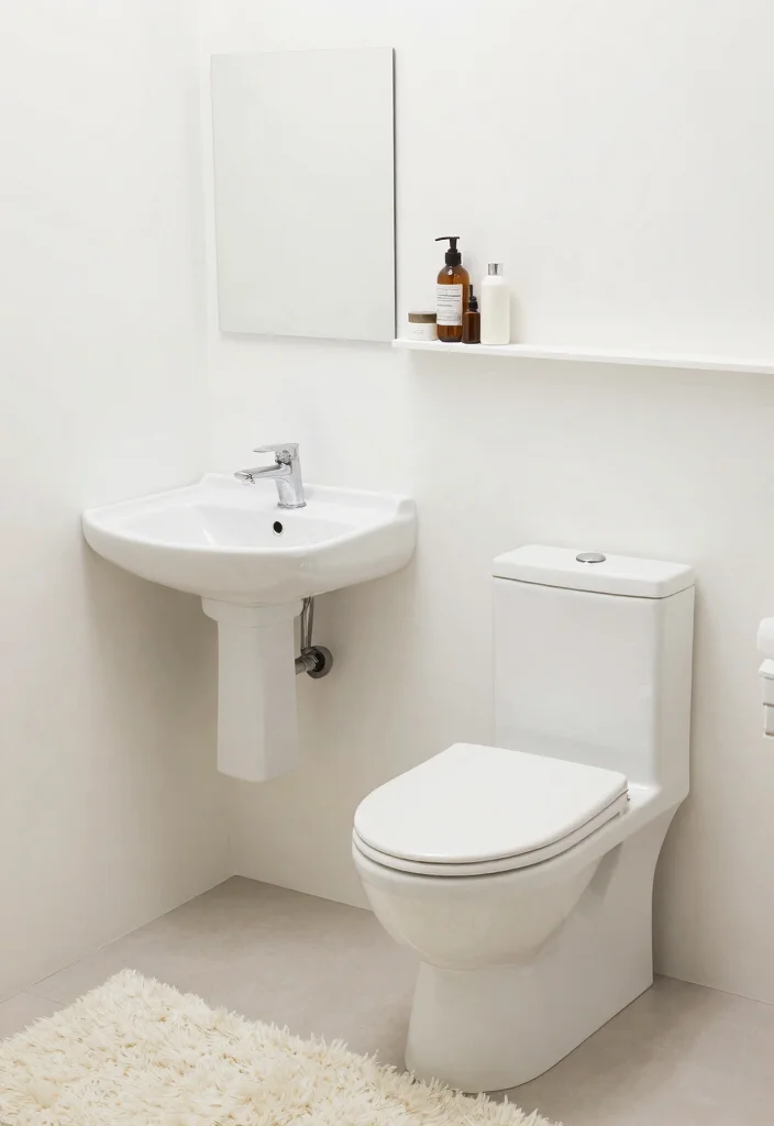 12 Cute Small Bathroom Ideas with Fresh Aesthetic Charm 9. Opt for Space Saving Fixtures 0