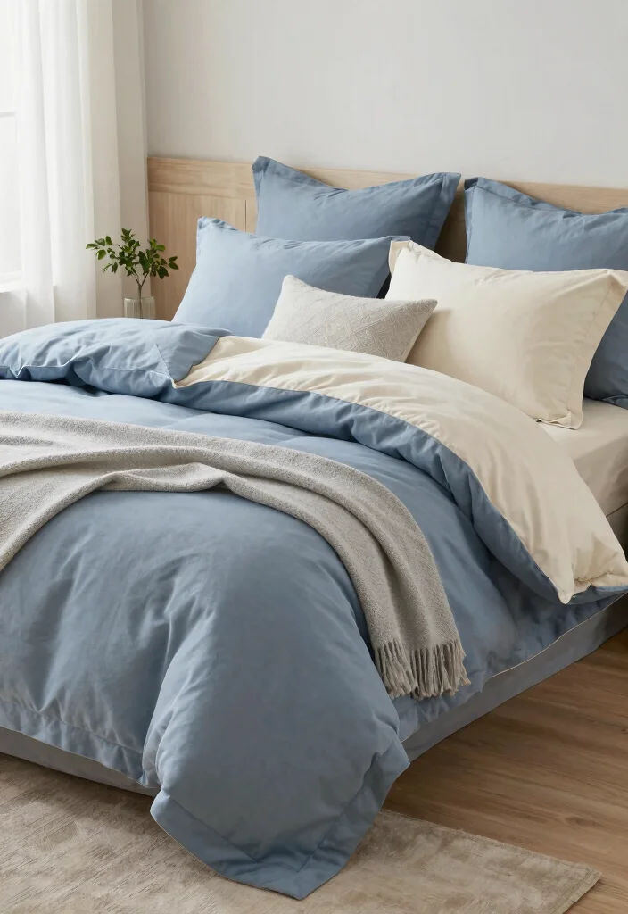 12 Dusty Blue Bedroom Ideas for a Calm Cozy Atmosphere 1. Soft Dusty Blue Bedding 0