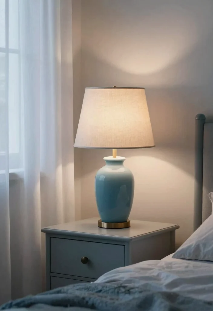 12 Dusty Blue Bedroom Ideas for a Calm Cozy Atmosphere 12. Dusty Blue Lighting Fixtures 0
