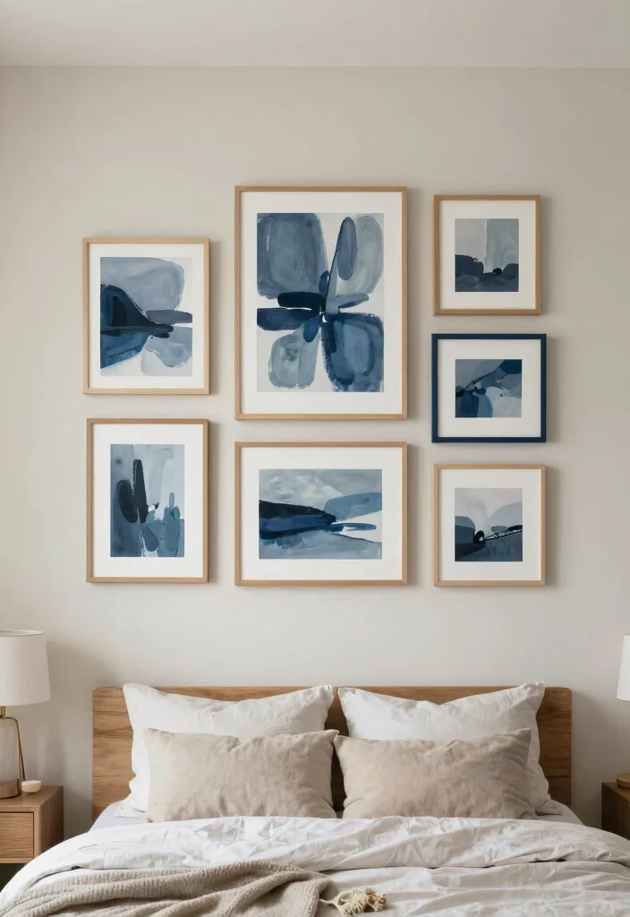 12 Dusty Blue Bedroom Ideas for a Calm Cozy Atmosphere 6. Dusty Blue Wall Art 0
