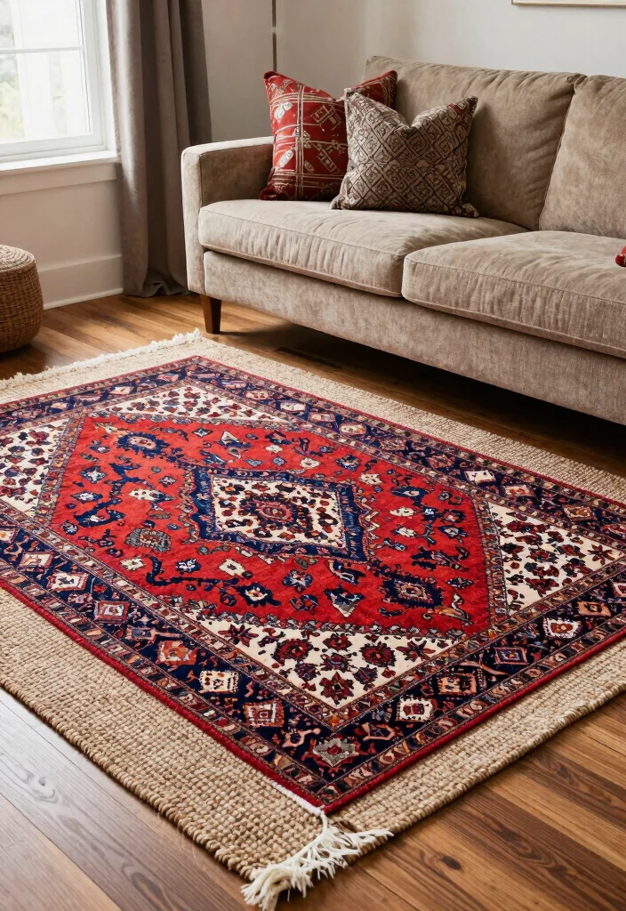 12 Eclectic Living Room Ideas with Mixed Textures 1. Layered Rugs for Depth 0