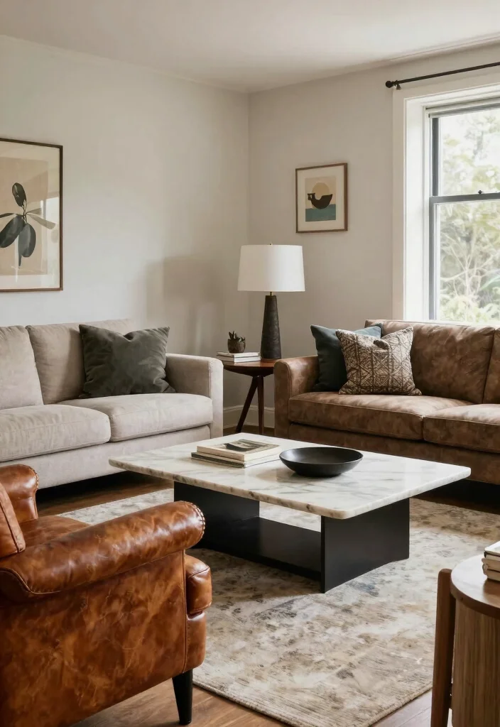 12 Eclectic Living Room Ideas with Mixed Textures 12. Mixing Old and New 0