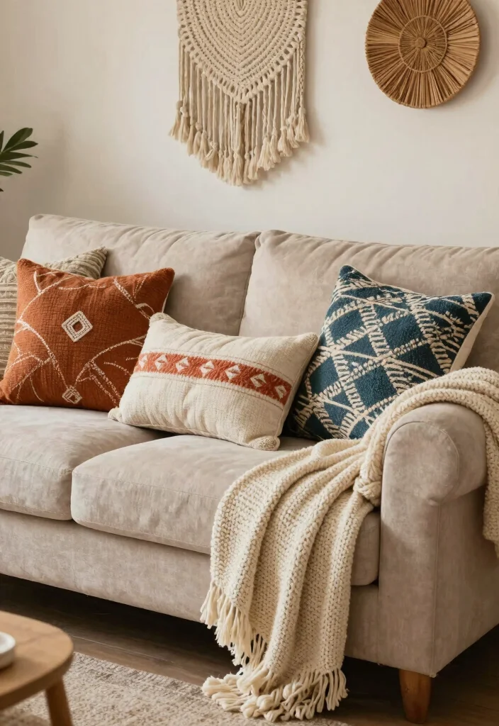 12 Eclectic Living Room Ideas with Mixed Textures 5. Playful Pillows and Throws 0