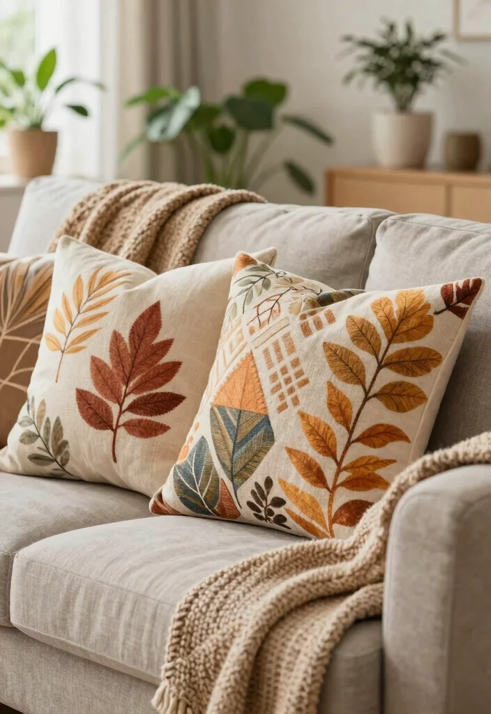 12 Fall Living Room Decor Ideas for Cozy Vibes 2. Add Eco Friendly Throw Pillows 0