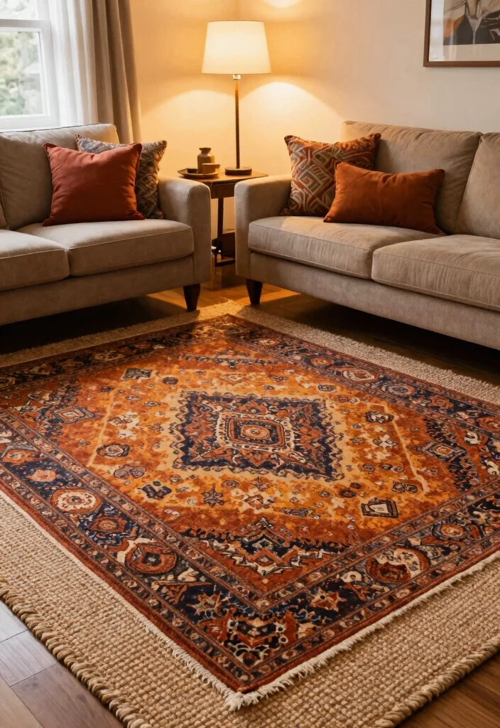 12 Fall Living Room Decor Ideas for Cozy Vibes 6. Layer Textures with Rugs 0