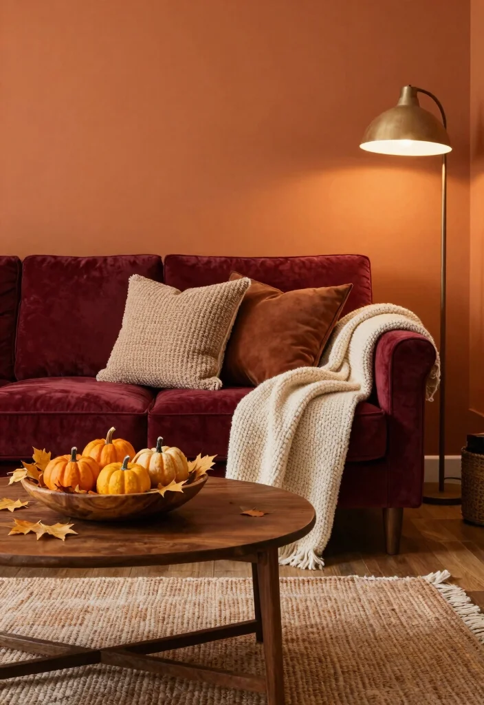 12 Fall Living Room Ideas with Warm Seasonal Style 1. Embrace the Autumn Color Palette 0
