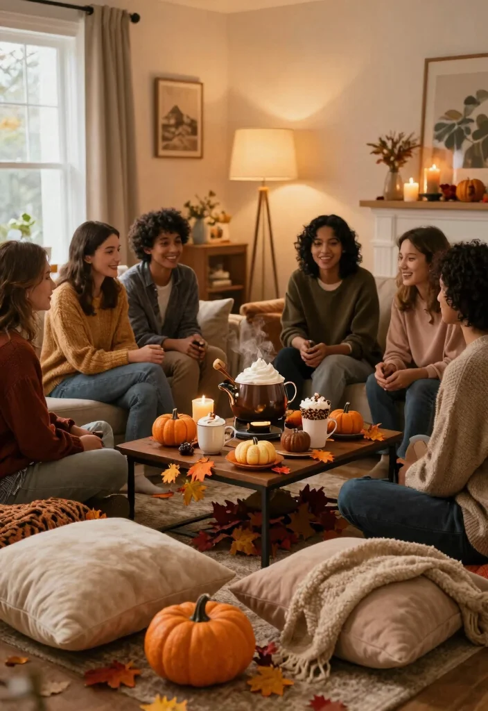 12 Fall Living Room Ideas with Warm Seasonal Style 11. Host a Fall Themed Gathering Space 0