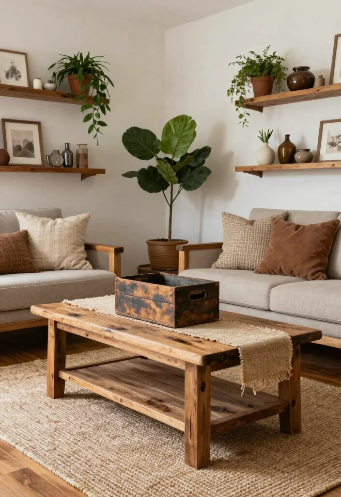 12 Fall Living Room Ideas with Warm Seasonal Style 5. Rustic Decor Accents for Authenticity 0