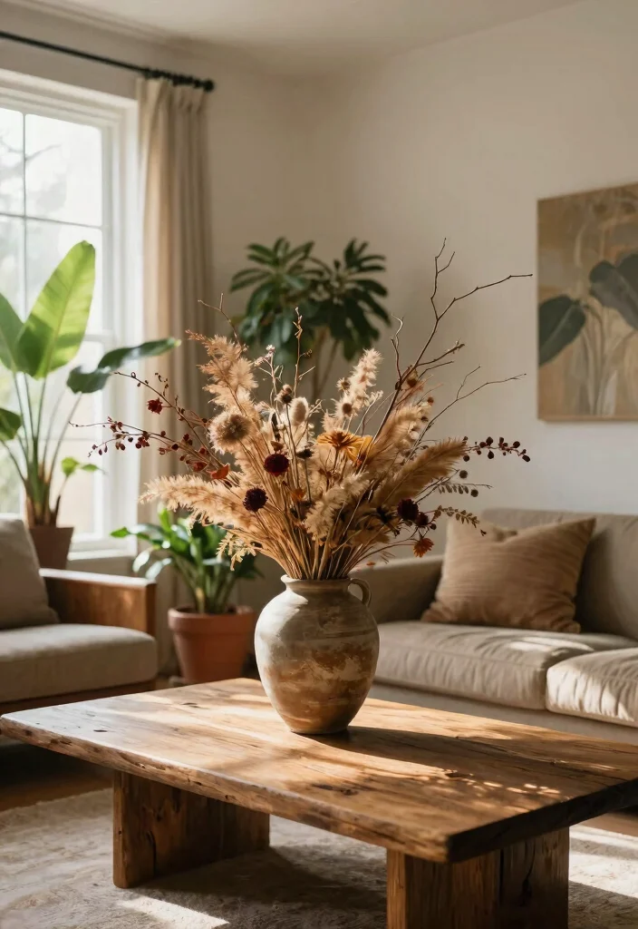 12 Fall Living Room Ideas with Warm Seasonal Style 7. Incorporate Natural Elements 0