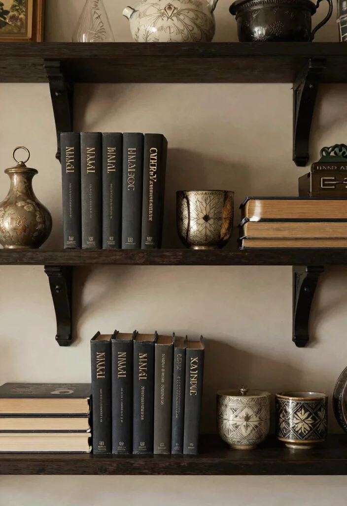 12 Gothic Kitchen Ideas with Dark Dramatic Style 12. Curated Cookbooks and Displays 0