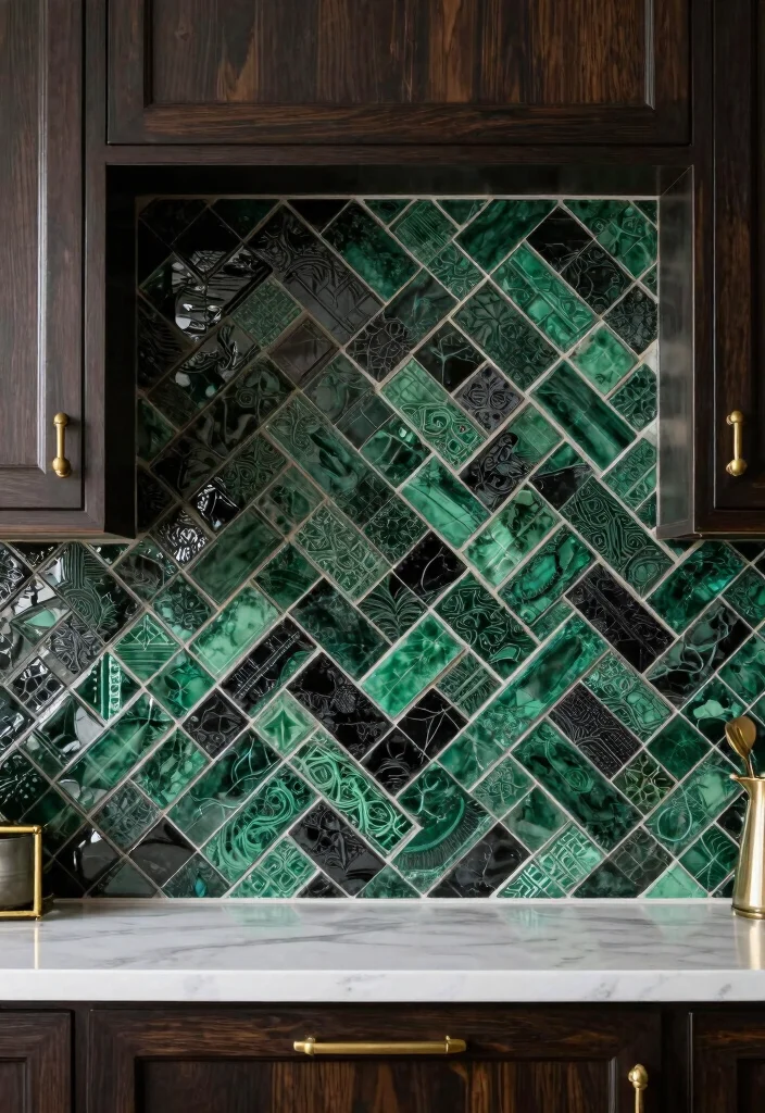 12 Gothic Kitchen Ideas with Dark Dramatic Style 2. Bold Backsplashes 0