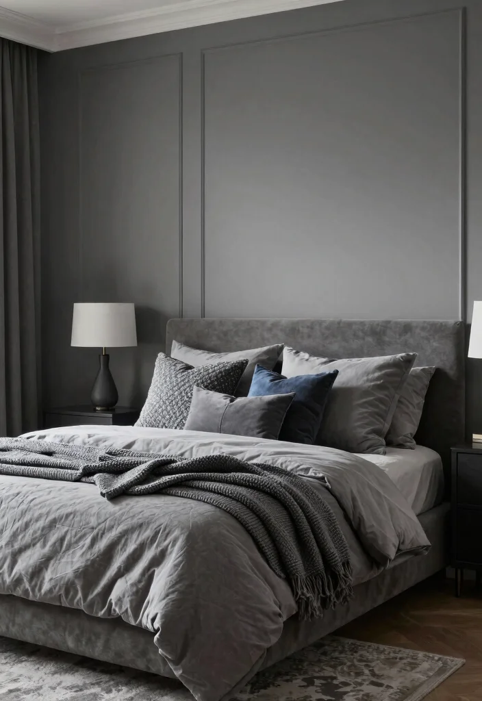 12 Grey and Blue Bedroom Ideas for a Balanced Color Scheme 11. Textured Monochrome 0