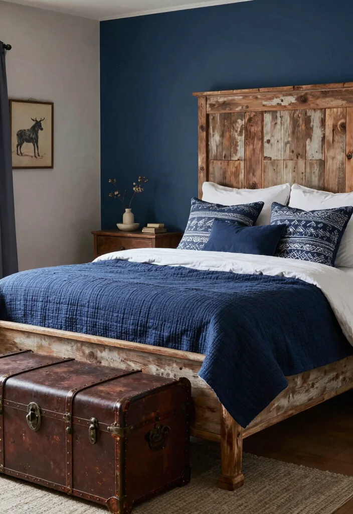 12 Grey and Blue Bedroom Ideas for a Balanced Color Scheme 5. Rustic Charm 0