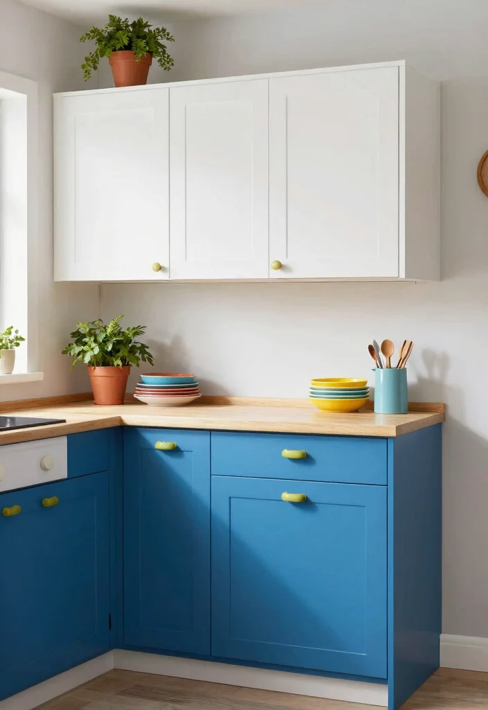 12 Kitchen Cabinet Layout Ideas for Better Storage Flow 10. Colorful Cabinet Accents 0
