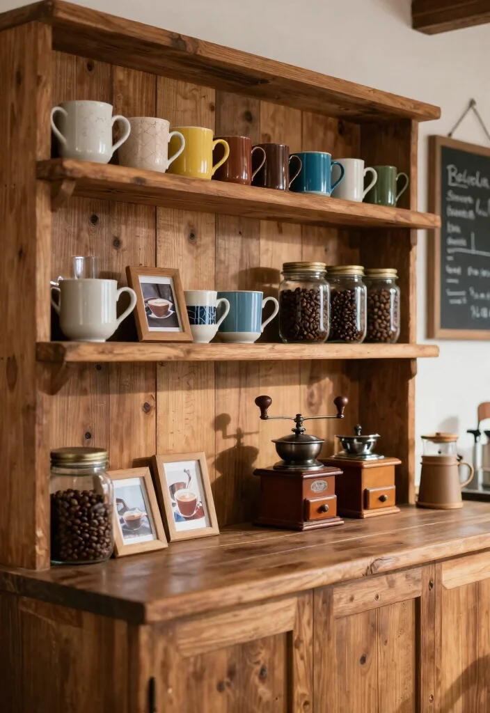 12 Kitchen Coffee Bar Ideas for Daily Morning Rituals 1. Rustic Wooden Shelves 0