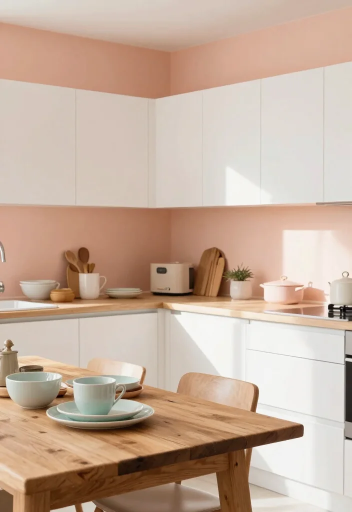 12 Kitchen Wall Paint Ideas to Refresh the Space 11. Pastel Peach 0