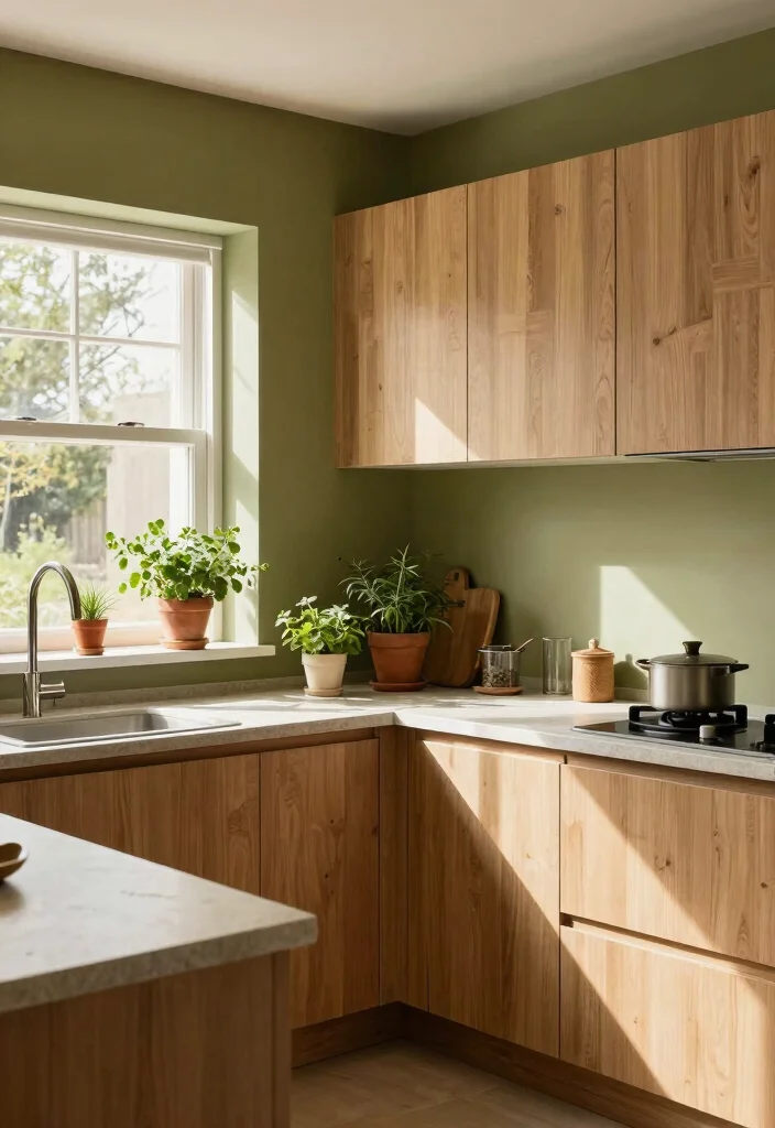 12 Kitchen Wall Paint Ideas to Refresh the Space 12. Warm Olive Green 0