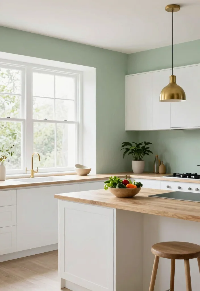 12 Kitchen Wall Paint Ideas to Refresh the Space 2. Soft Sage Green 0