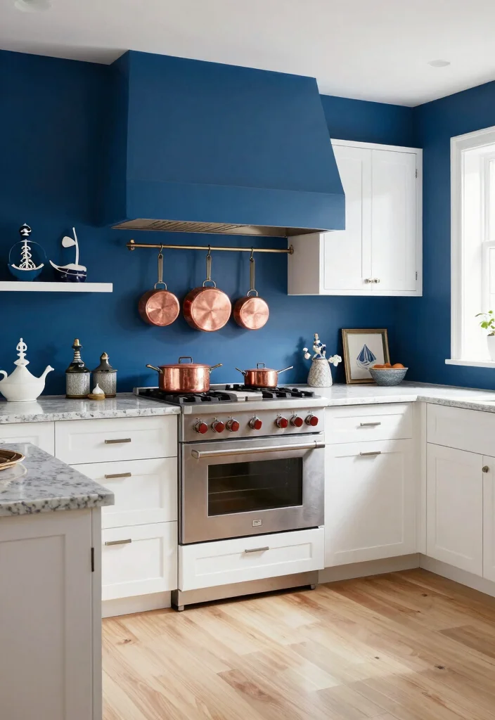12 Kitchen Wall Paint Ideas to Refresh the Space 3. Deep Ocean Blue 0