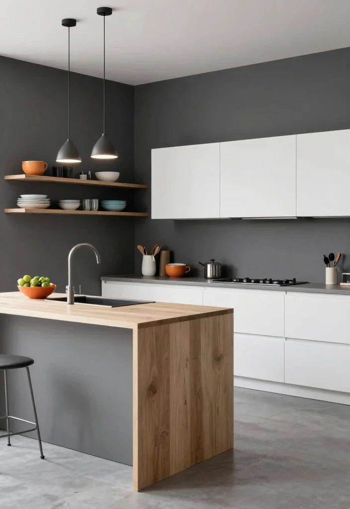 12 Kitchen Wall Paint Ideas to Refresh the Space 5. Cool Charcoal Gray 0