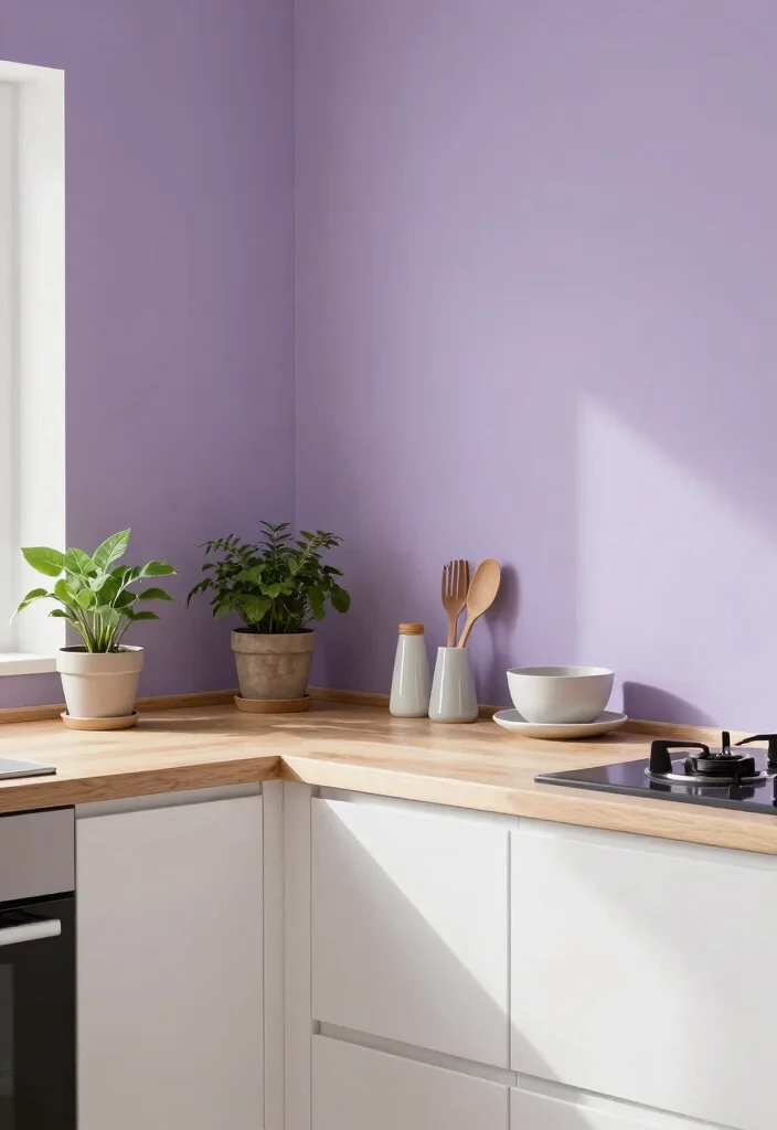 12 Kitchen Wall Paint Ideas to Refresh the Space 8. Gentle Lavender 0