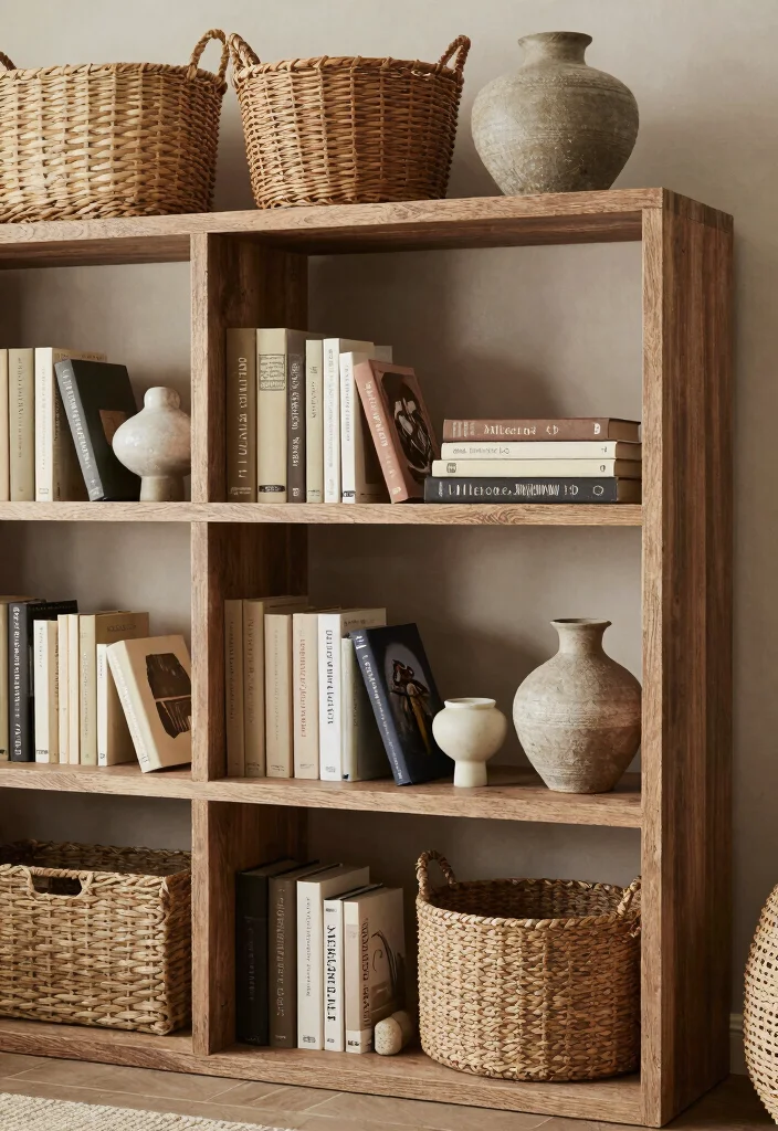 12 Living Room Bookshelf Ideas for Storage and Style 10. Layering and Texture 0