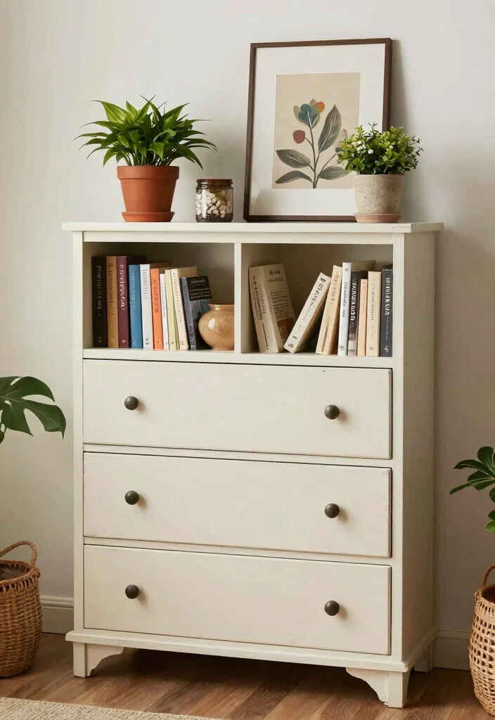 12 Living Room Bookshelf Ideas for Storage and Style 11. Repurposed Furniture 0