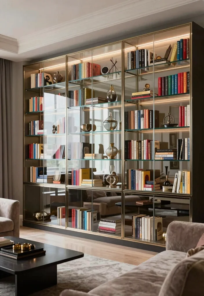 12 Living Room Bookshelf Ideas for Storage and Style 7. Glass Fronted Bookshelves 0