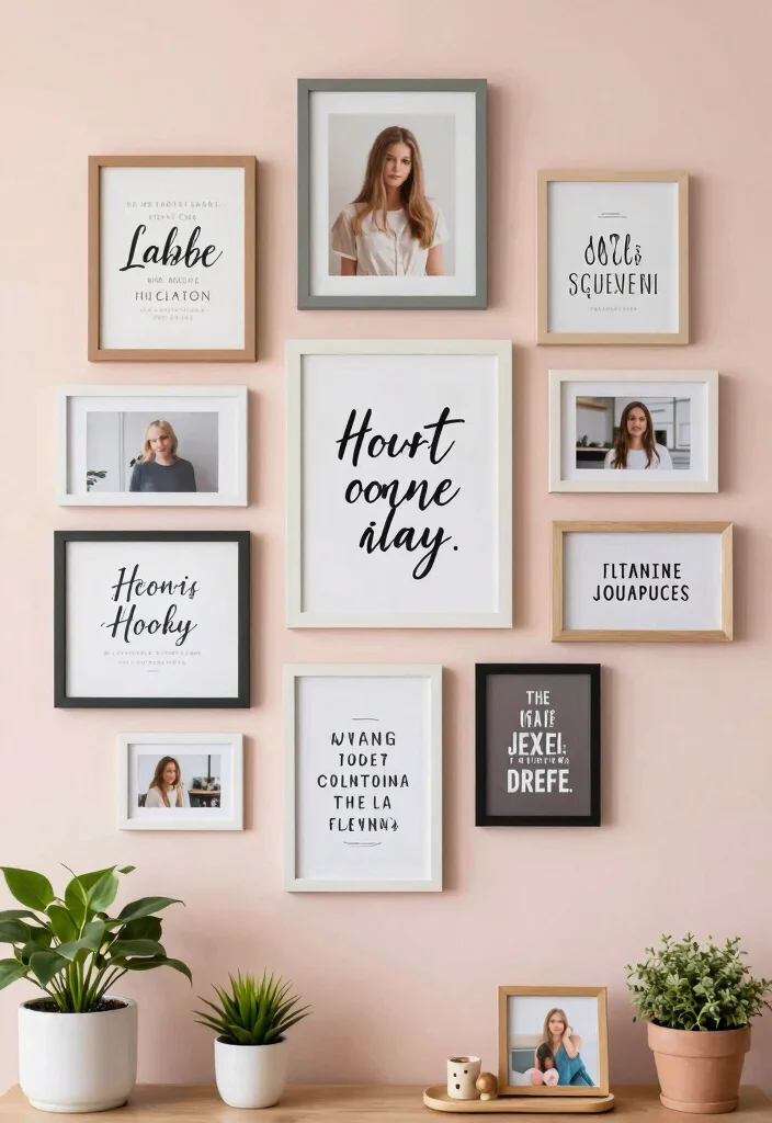 12 Living Room Frame Wall Ideas for Personal Decor 52 12 Living Room Frame Wall Ideas for Personal Decor 12. Inspiration Wall with Quotes 0