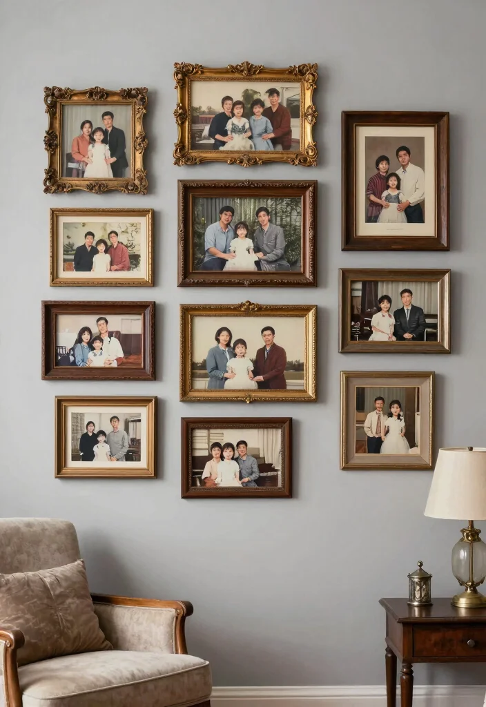 12 Living Room Frame Wall Ideas for Personal Decor 49 12 Living Room Frame Wall Ideas for Personal Decor 9. Vintage Frame Collection 0