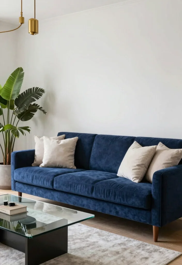 12 Living Room Sofa Color Ideas for Easy Styling 4. Classic Navy Blue 0