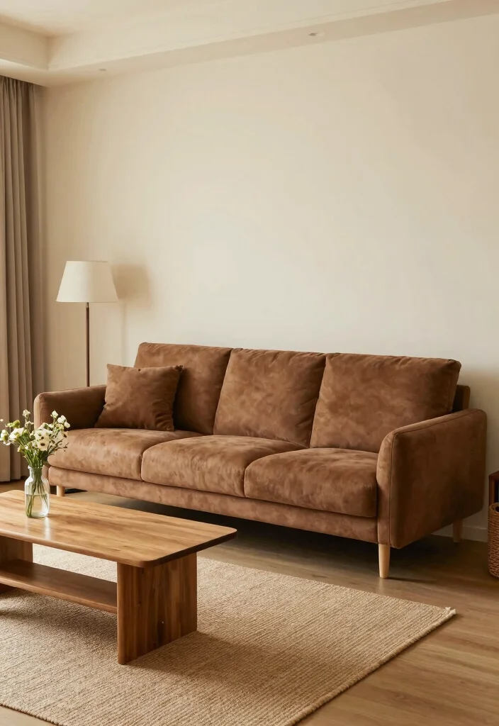 12 Living Room Sofa Color Ideas for Easy Styling 8. Soft Brown 0