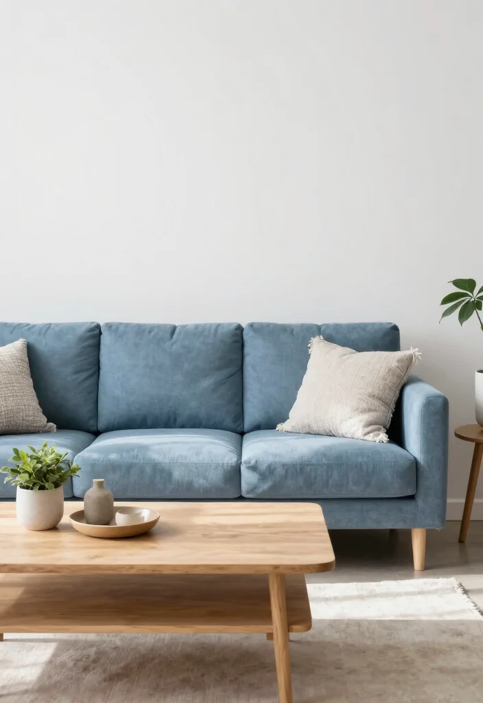 12 Living Room Sofa Color Ideas for Easy Styling 9. Dusty Blue 0
