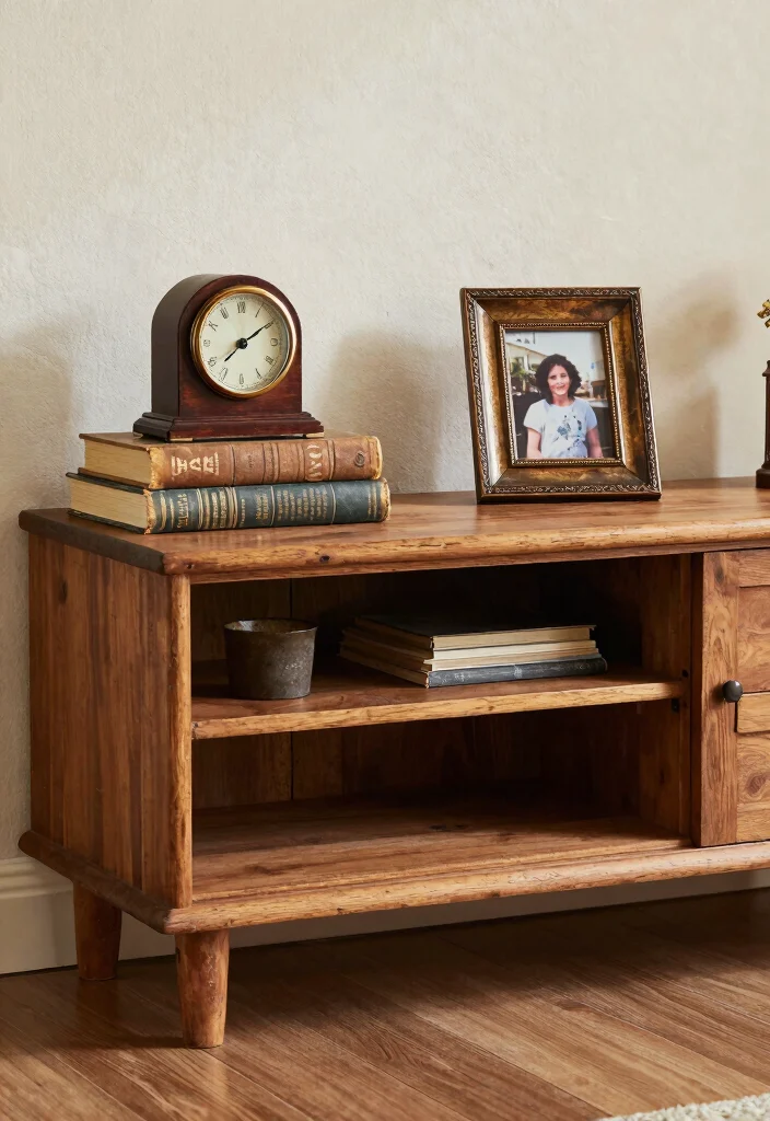 12 Living Room TV Stand Decor Ideas for a Finished Look 12 12 Living Room TV Stand Decor Ideas for a Finished Look 2. Vintage Finds for Unique Charm 0