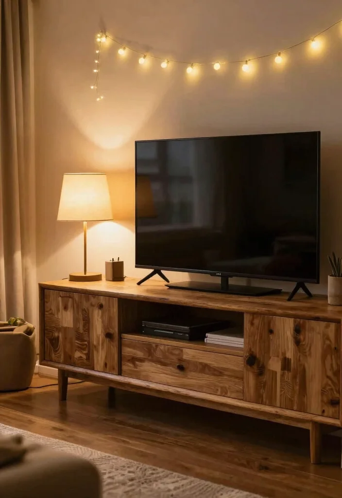 12 Living Room TV Stand Decor Ideas for a Finished Look 16 12 Living Room TV Stand Decor Ideas for a Finished Look 6. Layered Lighting 0