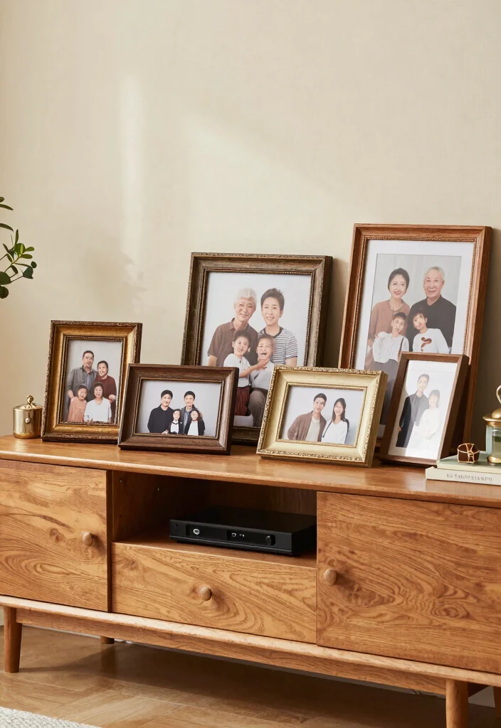 12 Living Room TV Stand Decor Ideas for a Finished Look 49 12 Living Room TV Stand Decor Ideas for a Finished Look 9. Personal Touch with Family Photos 0