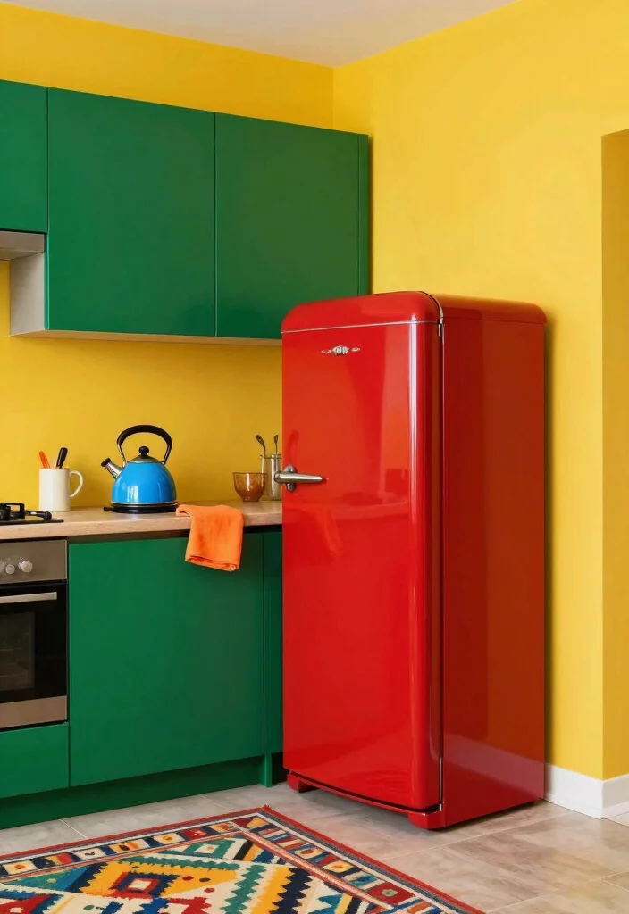 12 Midcentury Kitchen Ideas with Retro Modern Charm 1. Bold Color Palettes 0