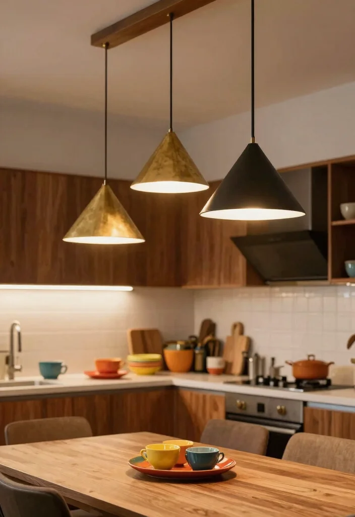 12 Midcentury Kitchen Ideas with Retro Modern Charm 5. Iconic Lighting Fixtures 0