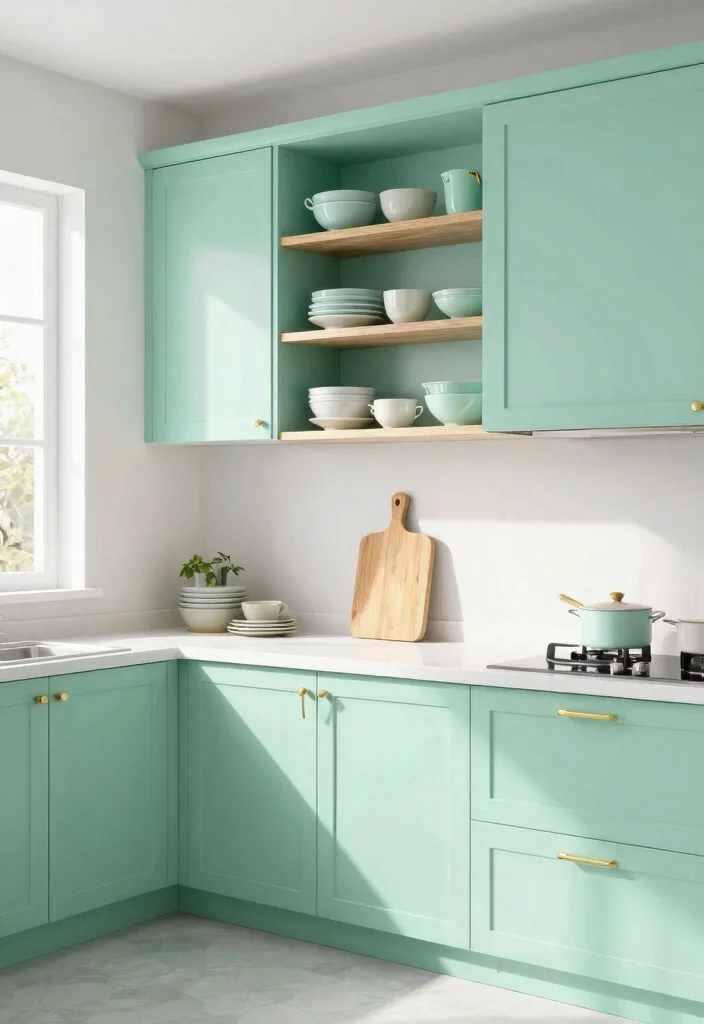 12 Pastel Kitchen Ideas for a Soft Bright Modern Look 1. Minty Fresh Cabinets 0