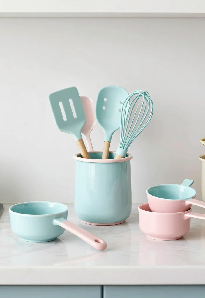 12 Pastel Kitchen Ideas for a Soft Bright Modern Look 11. Pastel Kitchen Utensils 0